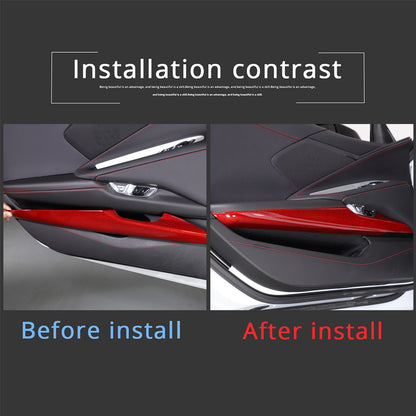 Red Real Carbon Fiber Dash Panel Door Handle Trim Kit Accessory For Corvette C8 5
