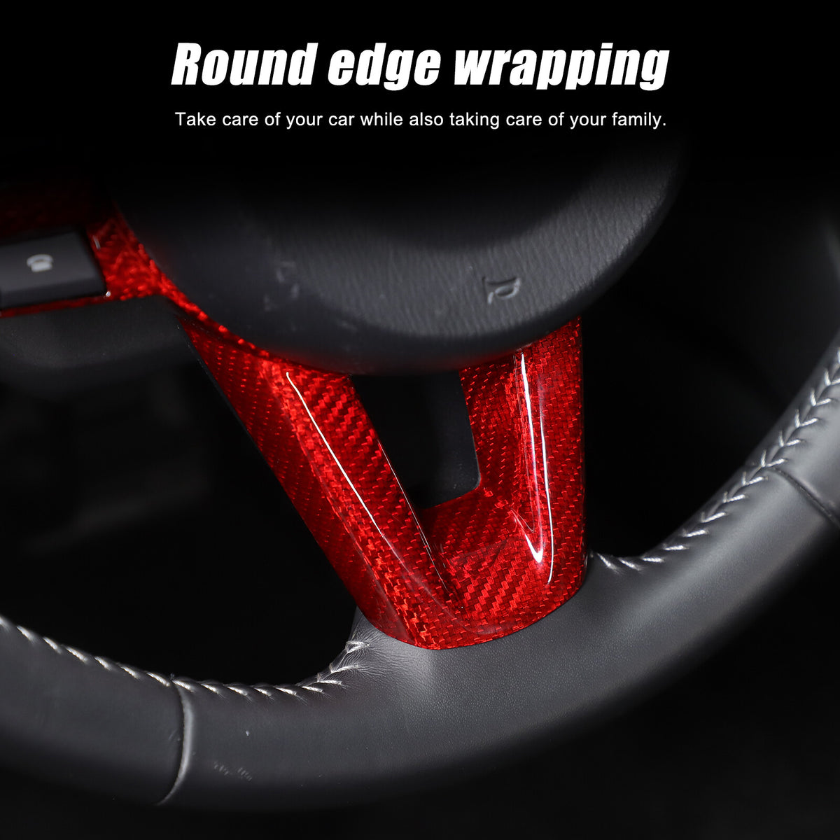 Red Real Carbon Fiber Steering Wheel Button Trim For Mazda MX-5 Miata 2016-2025 5