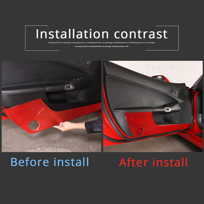 Red Carbon Fiber Door Bottom Anti-Kick Anti-Scratch Cover For Corvette C6 05-13 4
