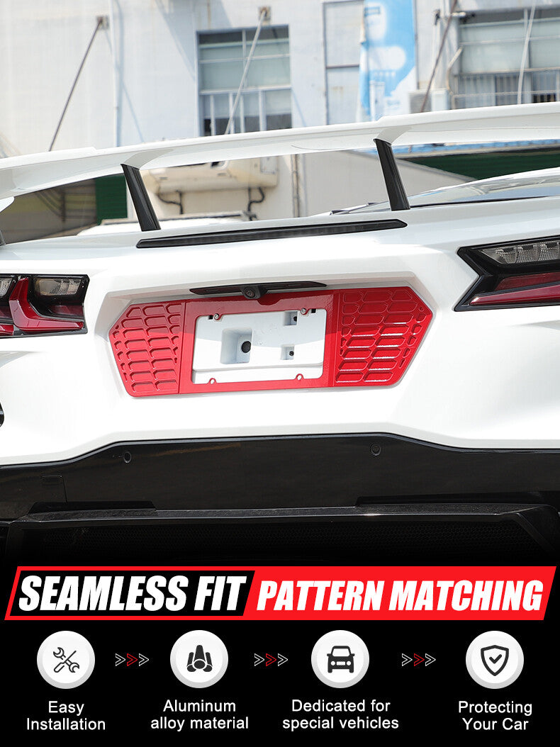 Aluminum Alloy Exterior Hood Engine License Plate Trim For Corvette C8 2020+ US - Variants 11-15 35