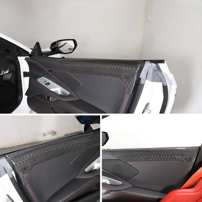 Real Honeycomb Carbon Fiber Interior Door Upper Panel trim Cover For Corvette C8 13