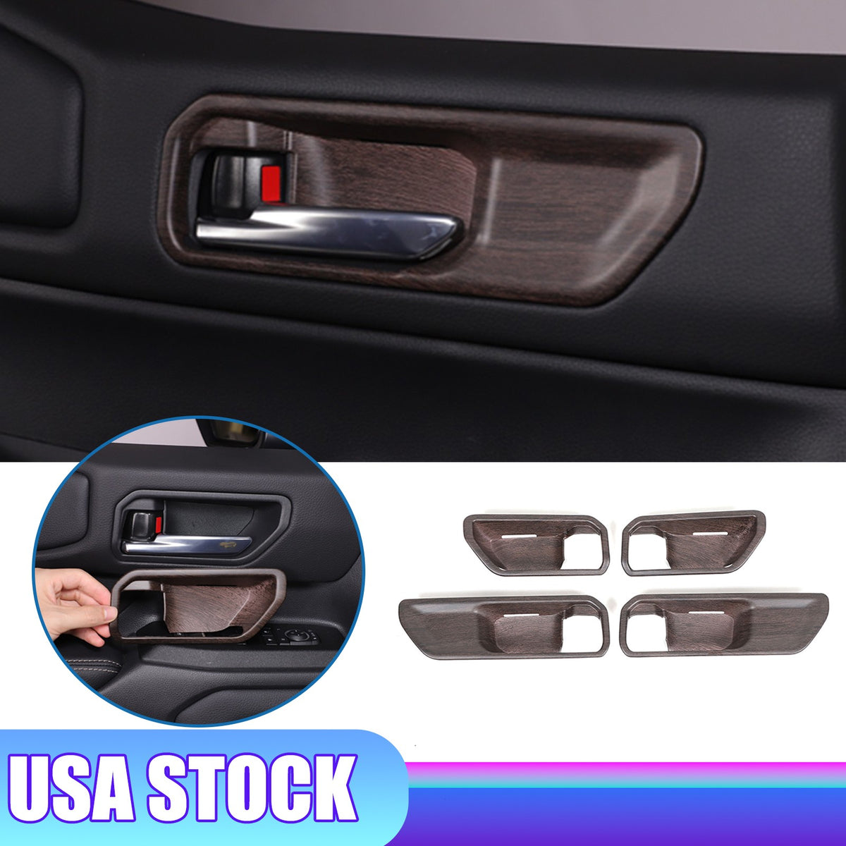 Grain Interior Door Handle Bowl Frame Trim For Toyota Land Cruiser LC250 24+ US 1