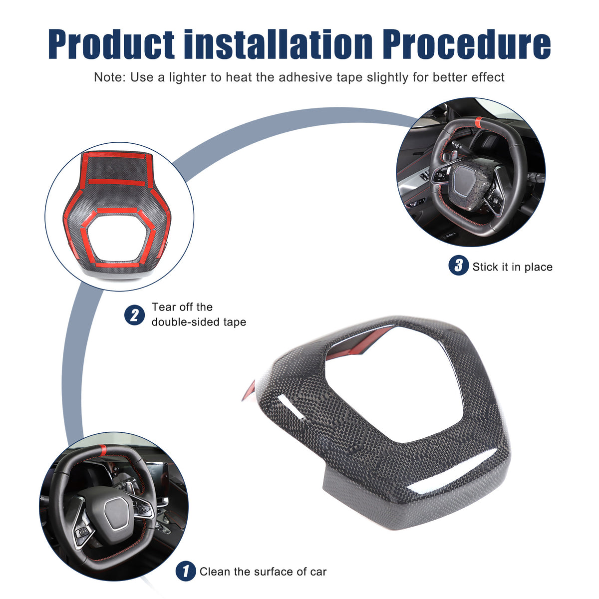 Real Honeycomb Carbon Fiber Steering Wheel Center Surround Cover For C8 Corvette 17