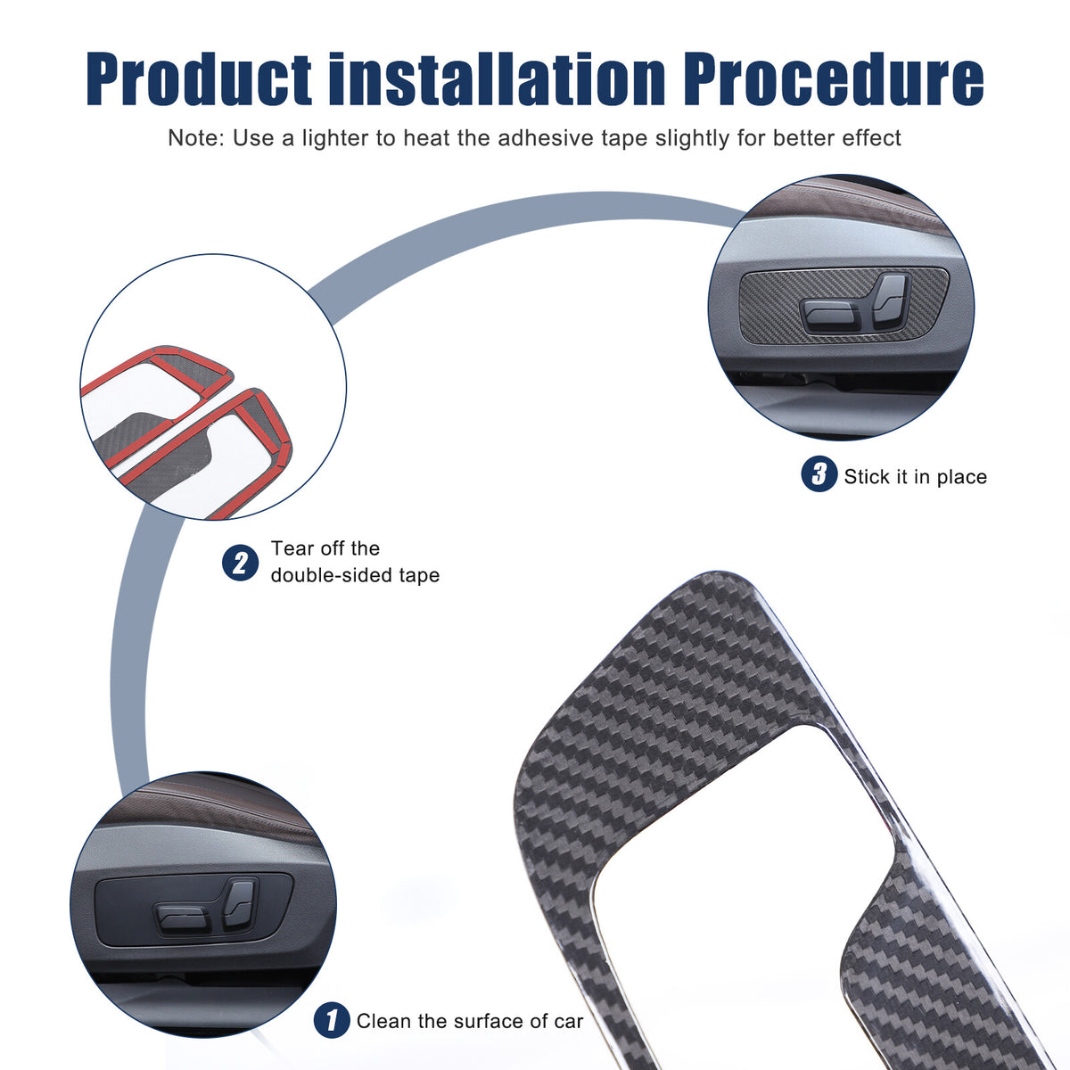 Real Carbon Fiber Seat Adjustment Button Frame Trim For BMW X1 U11 2023-2024 20