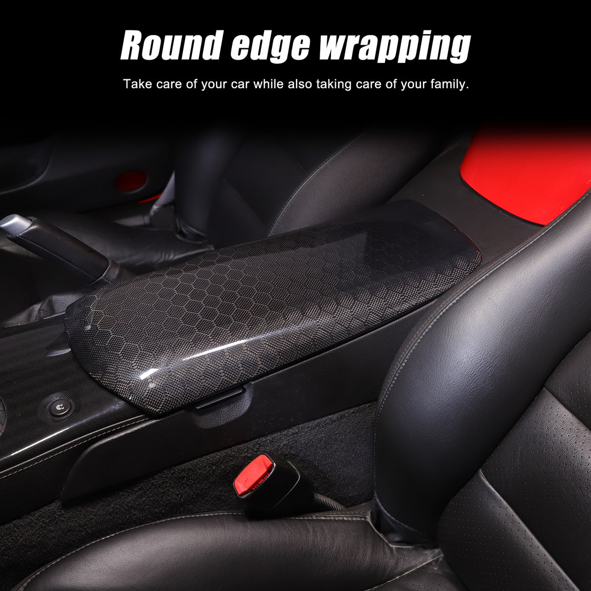 Honeycomb Carbon Fiber Center Console Armrest Box Cover For Corvette C6 2005-13 4