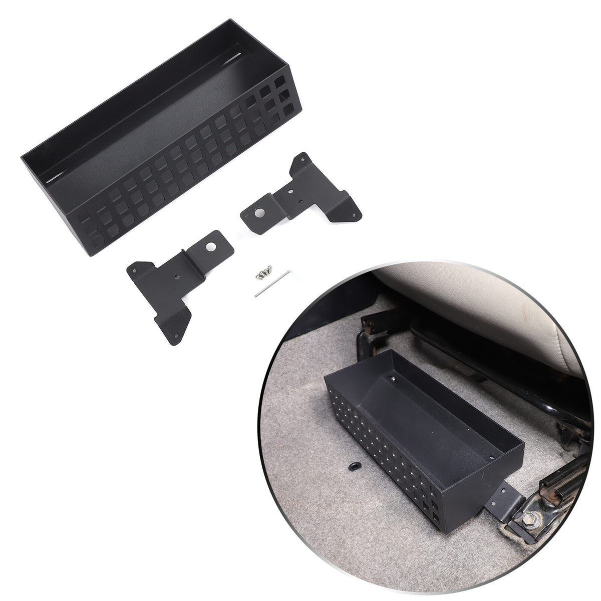Black Aluminum Alloy Under-seat Storage Basket Tray For Toyota Prado FJ120 03-09 17