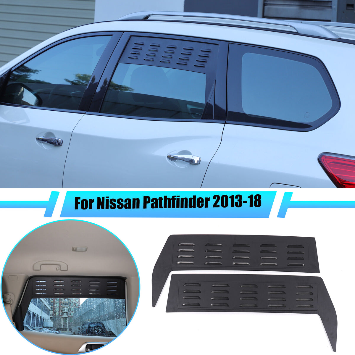 Rear Door Window Louver Air Vent Panel Trim Cover For Nissan Pathfinder 2013-18 1