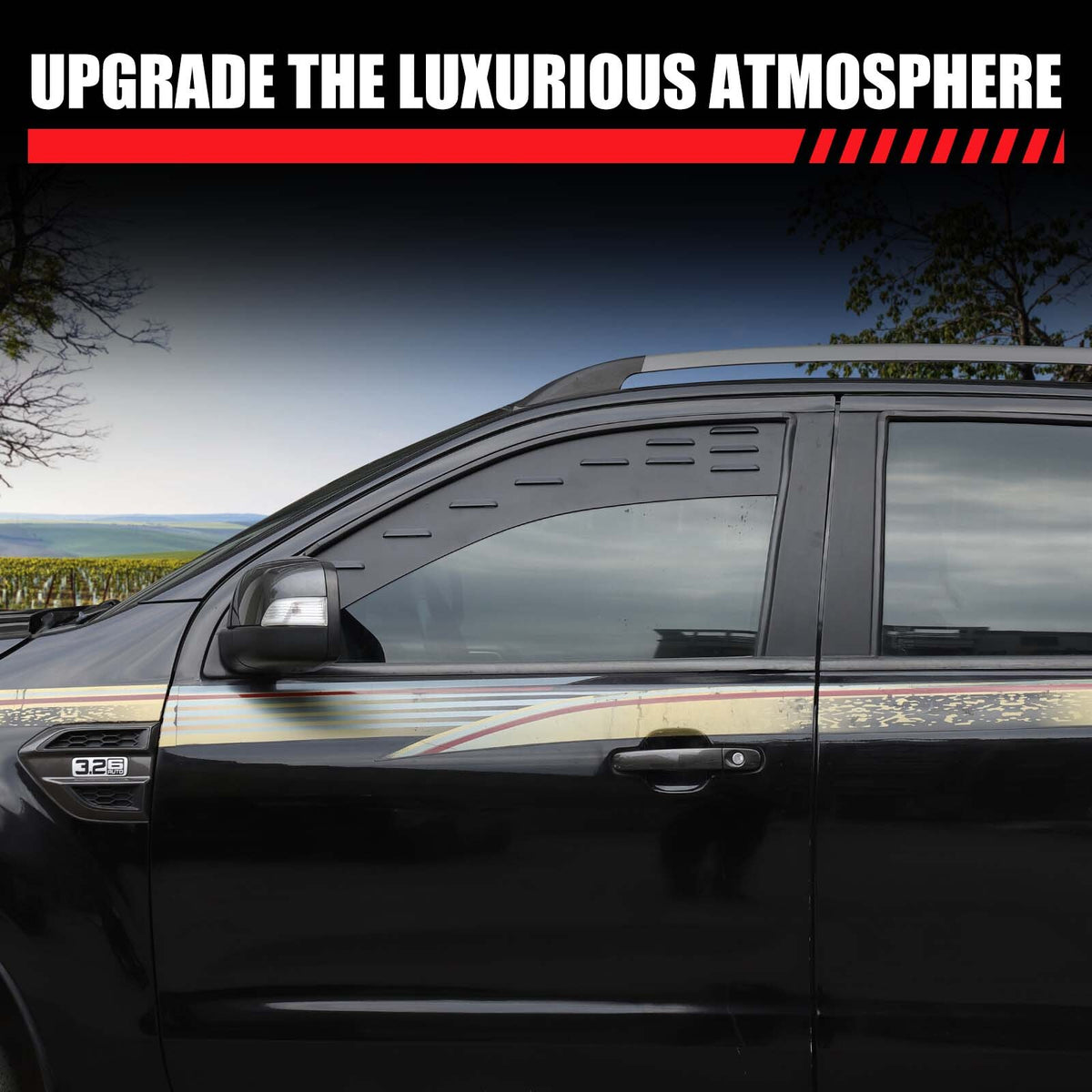 Alloy Front Row Window Vent Louvers Shutter Trim for Ford Ranger T7 T8 2015-2022 12