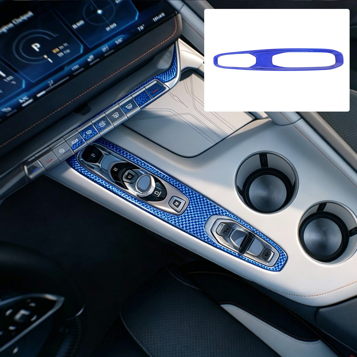Blue Real Carbon Fiber Gear Shift Indicator Trim For Corvette C8 2026+ 15