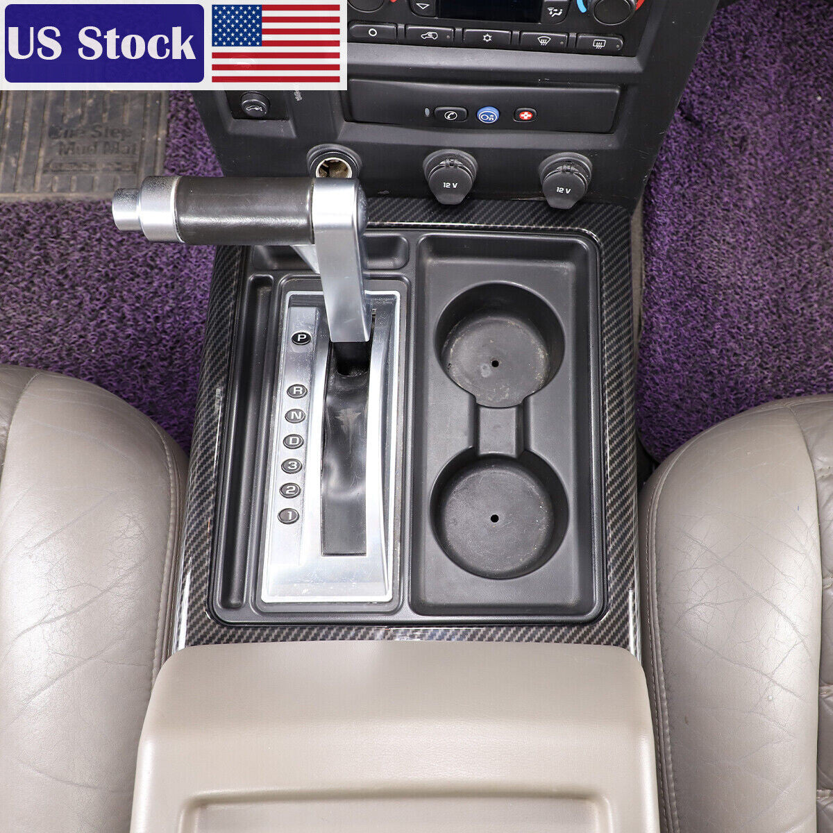 Carbon Fiber ABS Center Console Gear Frame Trim For Hummer H2 2003-2007 1
