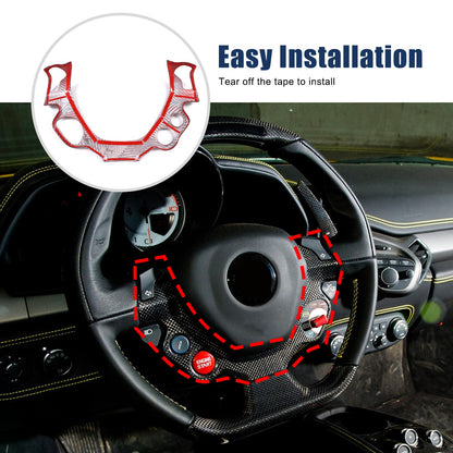 Red Real Dry Carbon Fiber Steering Wheel Button Trim For Ferrari 458 2011-2016 17