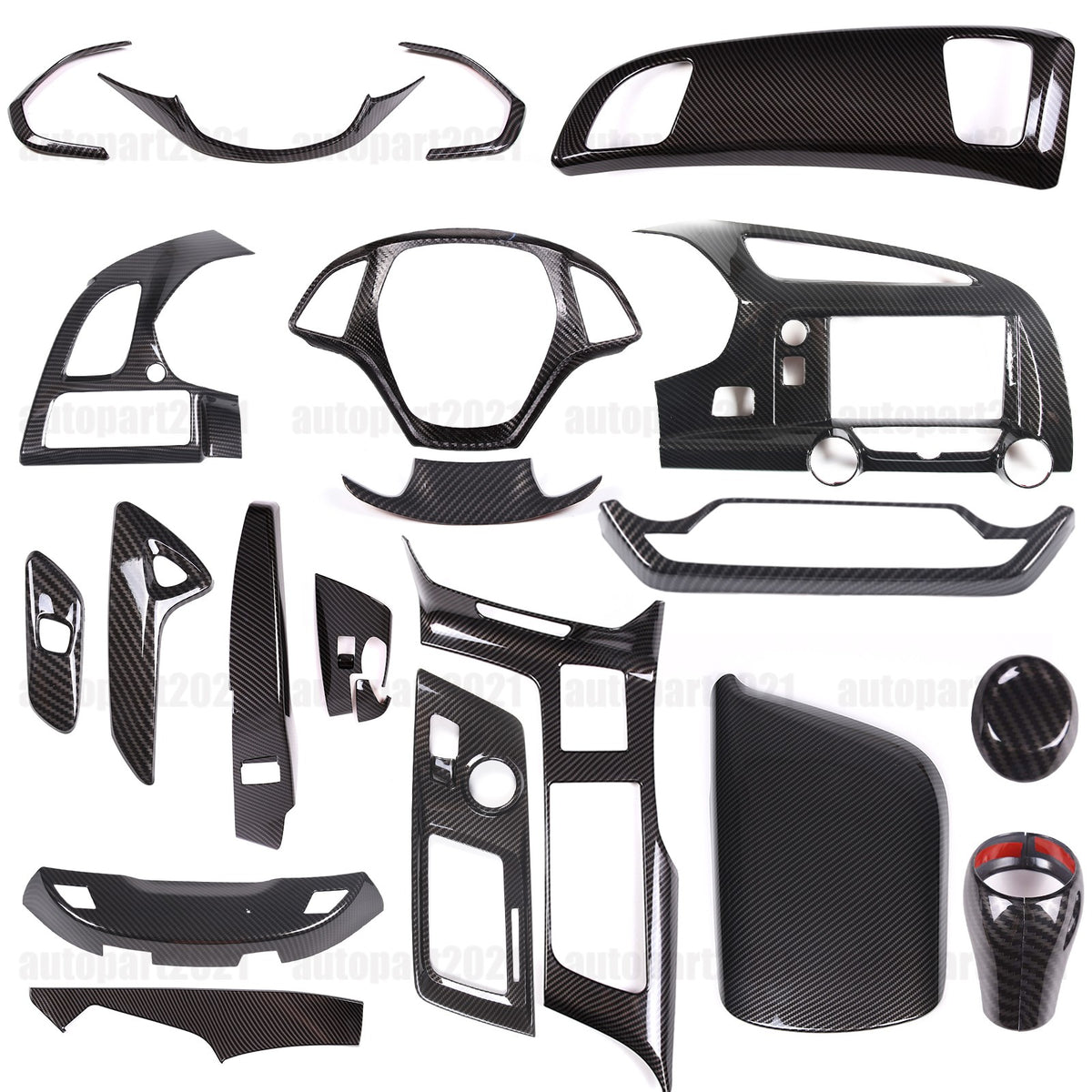 ABS Carbon Fiber Interior Center Console Panel Trim Set For Corvette C7 2014-19 - Variants 1-5 1