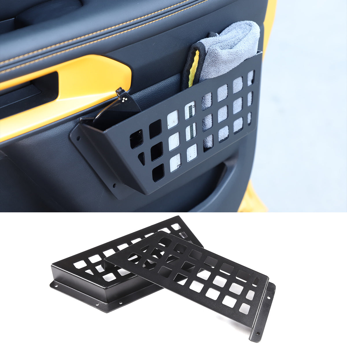 Black Alloy Car Rear Door Pocket Storage Box Organizer for Ford Ranger T9 2023+ 14