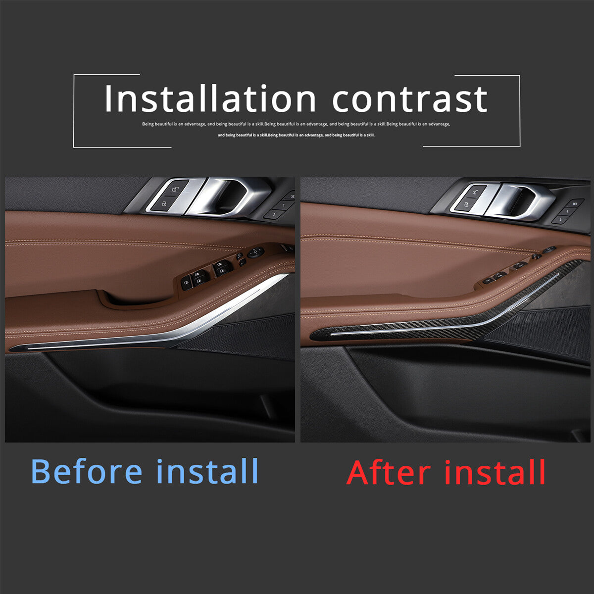 Carbon Fiber Inner Door Armrest light Handle Trim Cover for BMW X5 X7 19-21 11