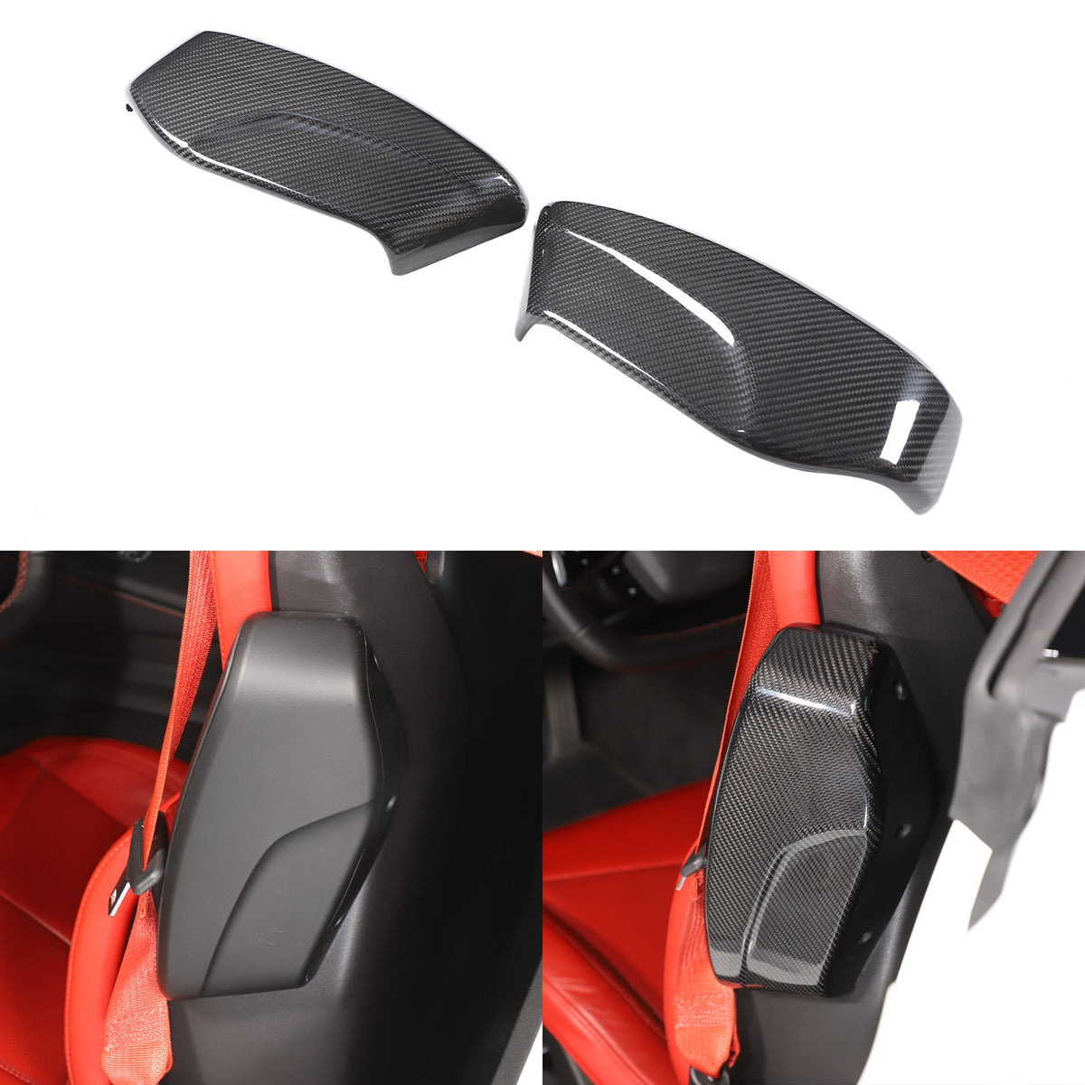 Real Dry Carbon Fiber Seat Side Cover Trim For Corvette C8 2020+ 1