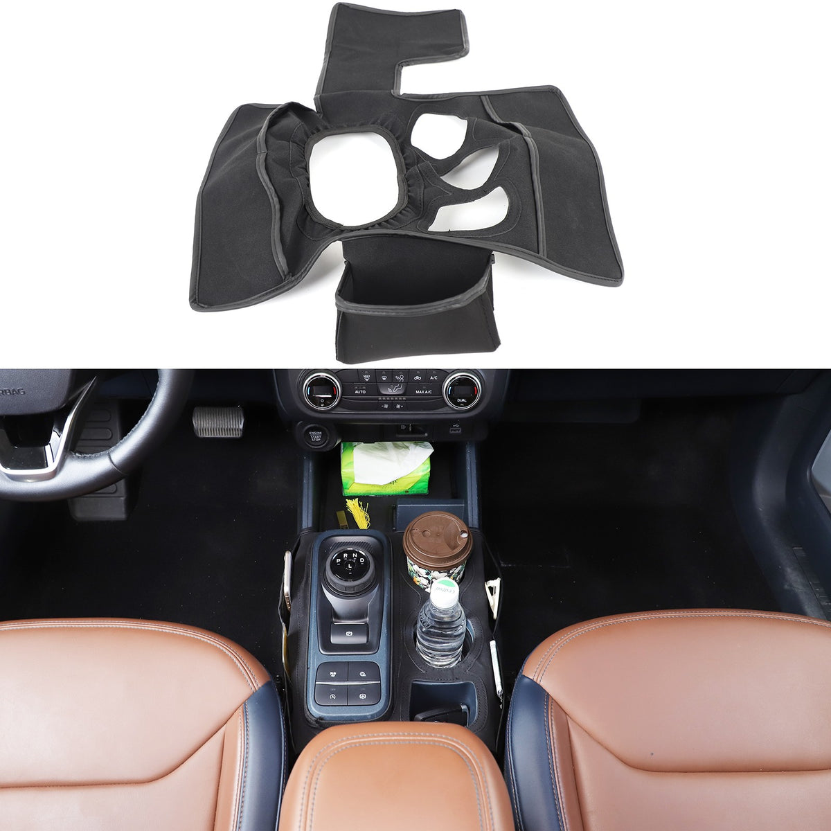 Suede Cloth Center Console Gear Shift Trim Cover For Ford Maverick 2022+ US 3