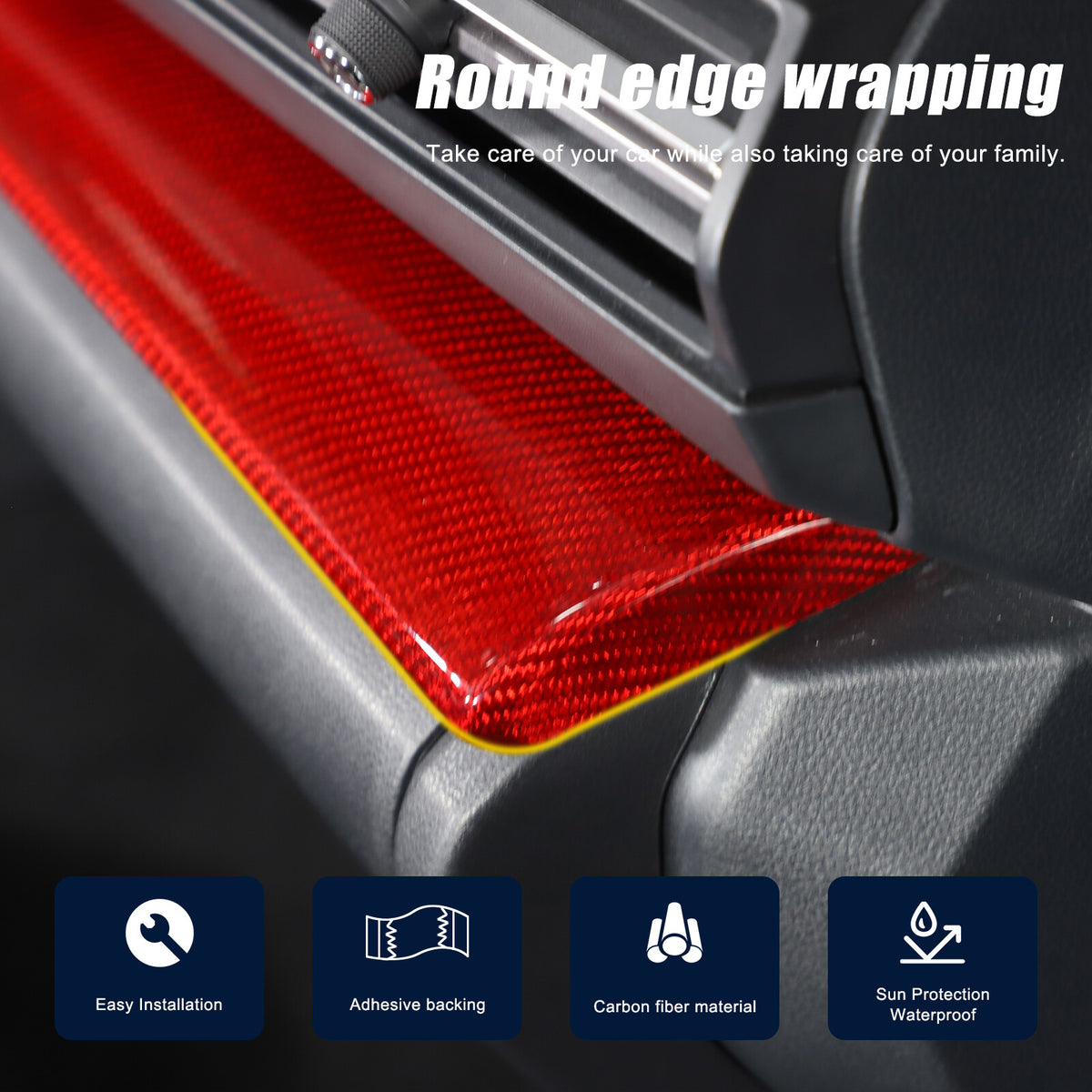 Red Real Carbon Fiber Center Console Panel Trim For Subaru WRX VB Crosstrek 22+ 11