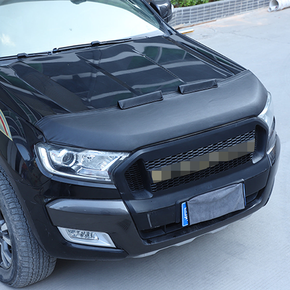 Black Car Bonnet Hood Bra Protector Mask Cover For Ford Ranger 2015-2021 5