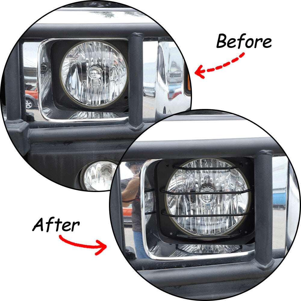 Black Steel Front Bumper Headlight Fog Light Trim For Hummer H2 2003-09 US 4