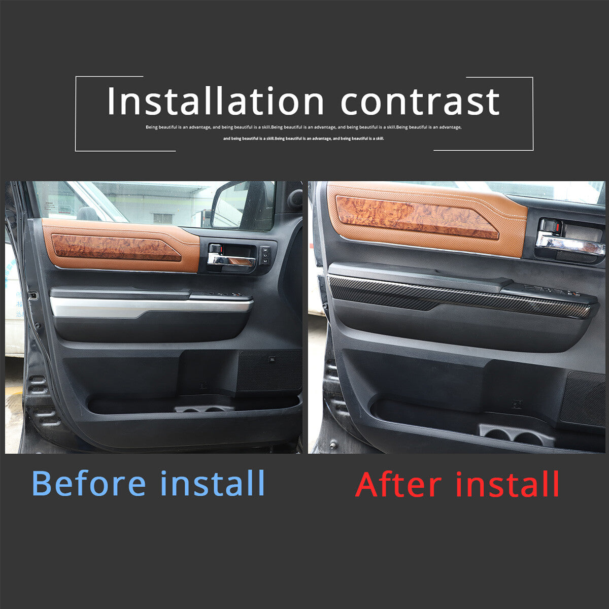 Carbon fiber Color Door Armrest Panel Trim For Toyota Tundra Crew Cab 14-20 10