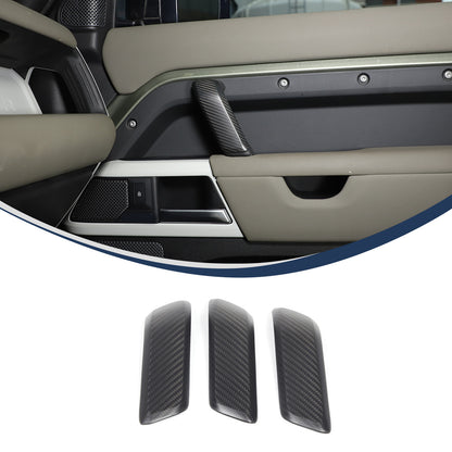 Matte Real Carbon Interior Door Handle Cover Trim For LR Defender 110 2020-23 2