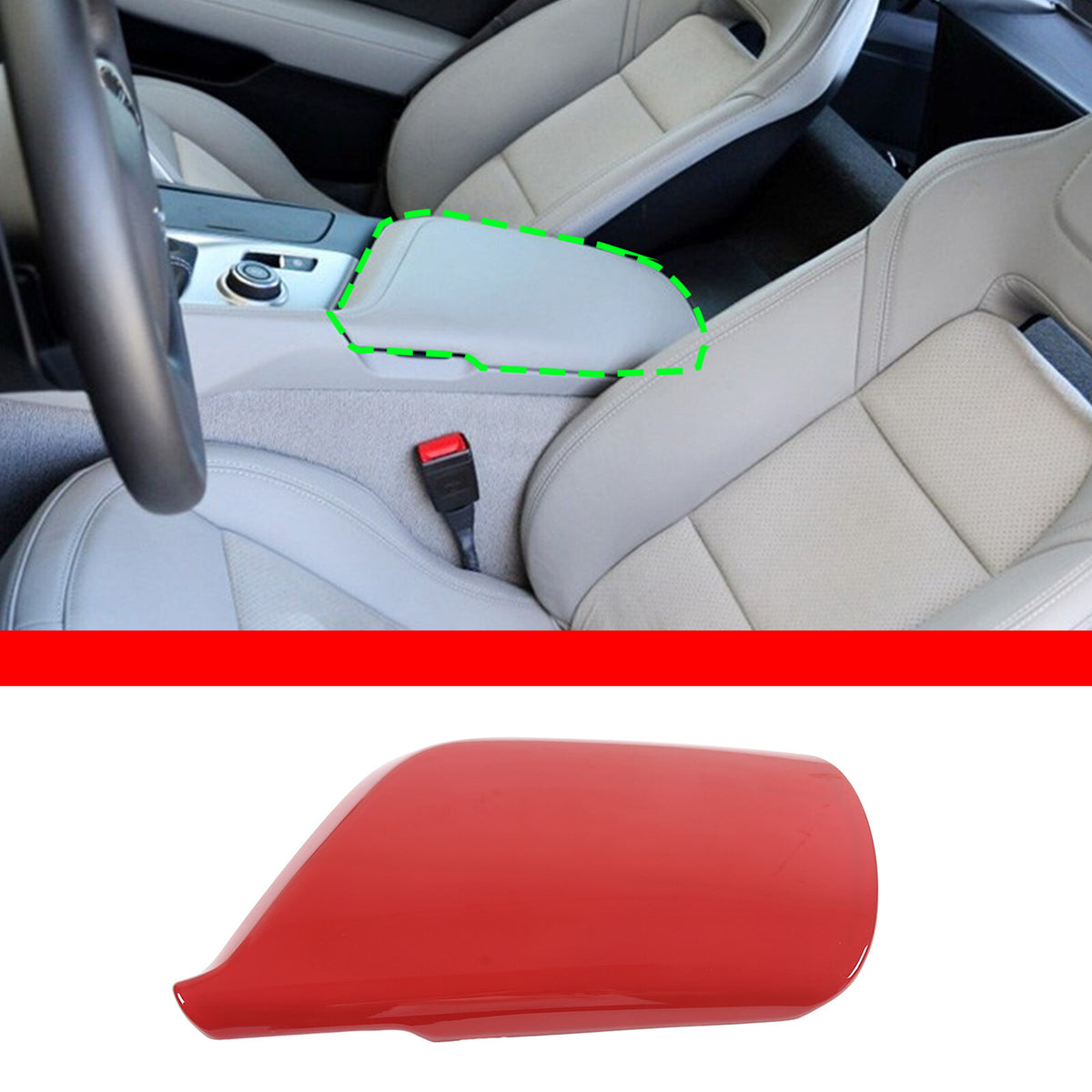 Red ABS Center Console Armrest Box Cover Trim For Corvette C7 2014-19 2
