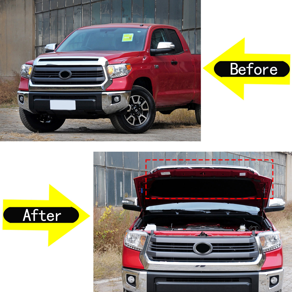 PU Leather Car Bonnet Hood Bra Wind & Bug Deflectors For Toyota Tundra 2007-21 3