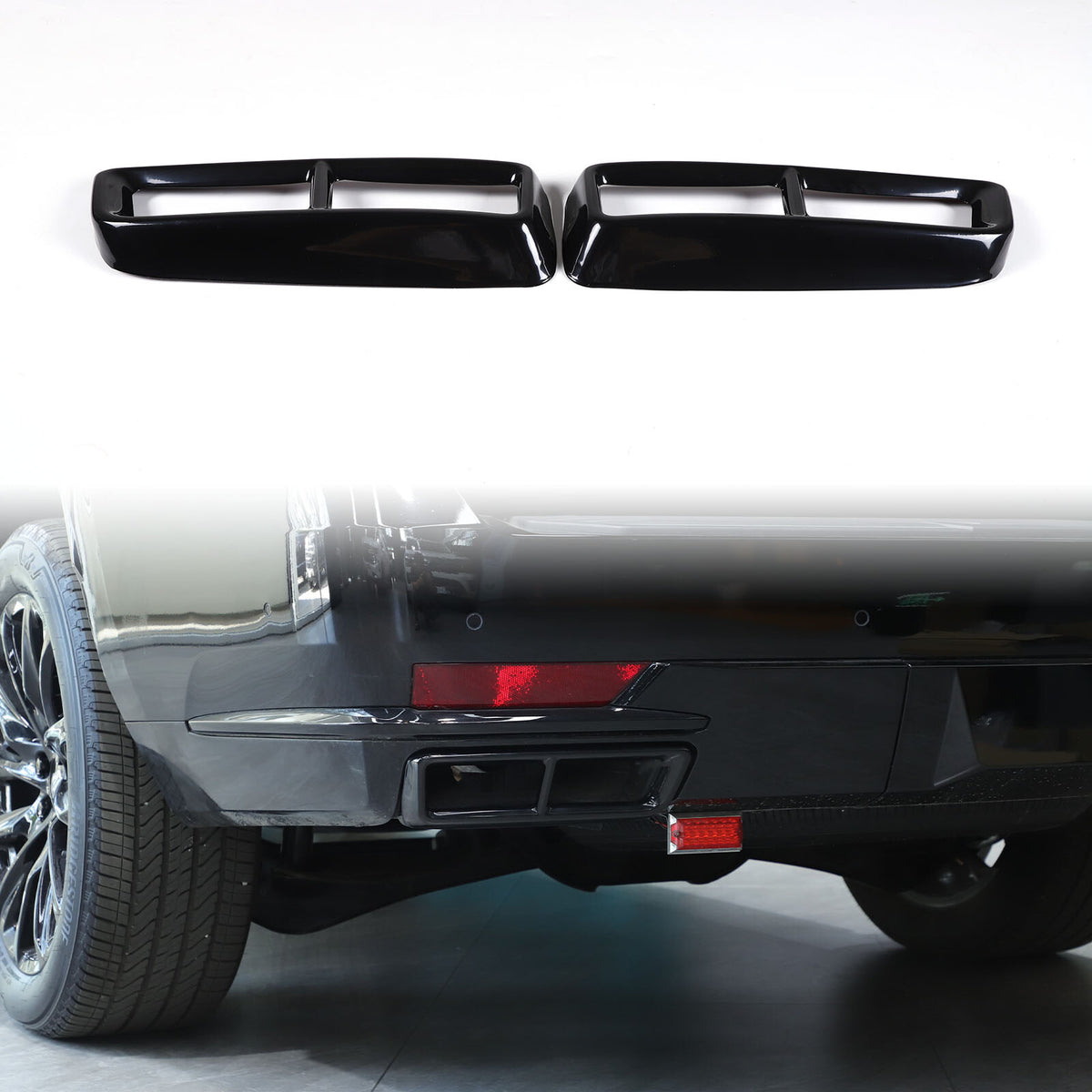 Glossy Black Rear Muffler Tail Pipe Cover Trim For Cadillac Escalade 2021-2024 3