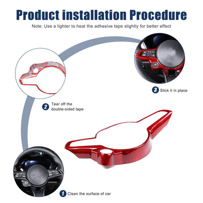Red Real Carbon Fiber Steering Wheel Cover Trim For Alfa Romeo Tonale 2022-2024 14