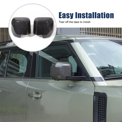 Honeycomb Carbon fiber Side Rear Mirror Cover Caps Trim For LR Defender 2020-24 1
