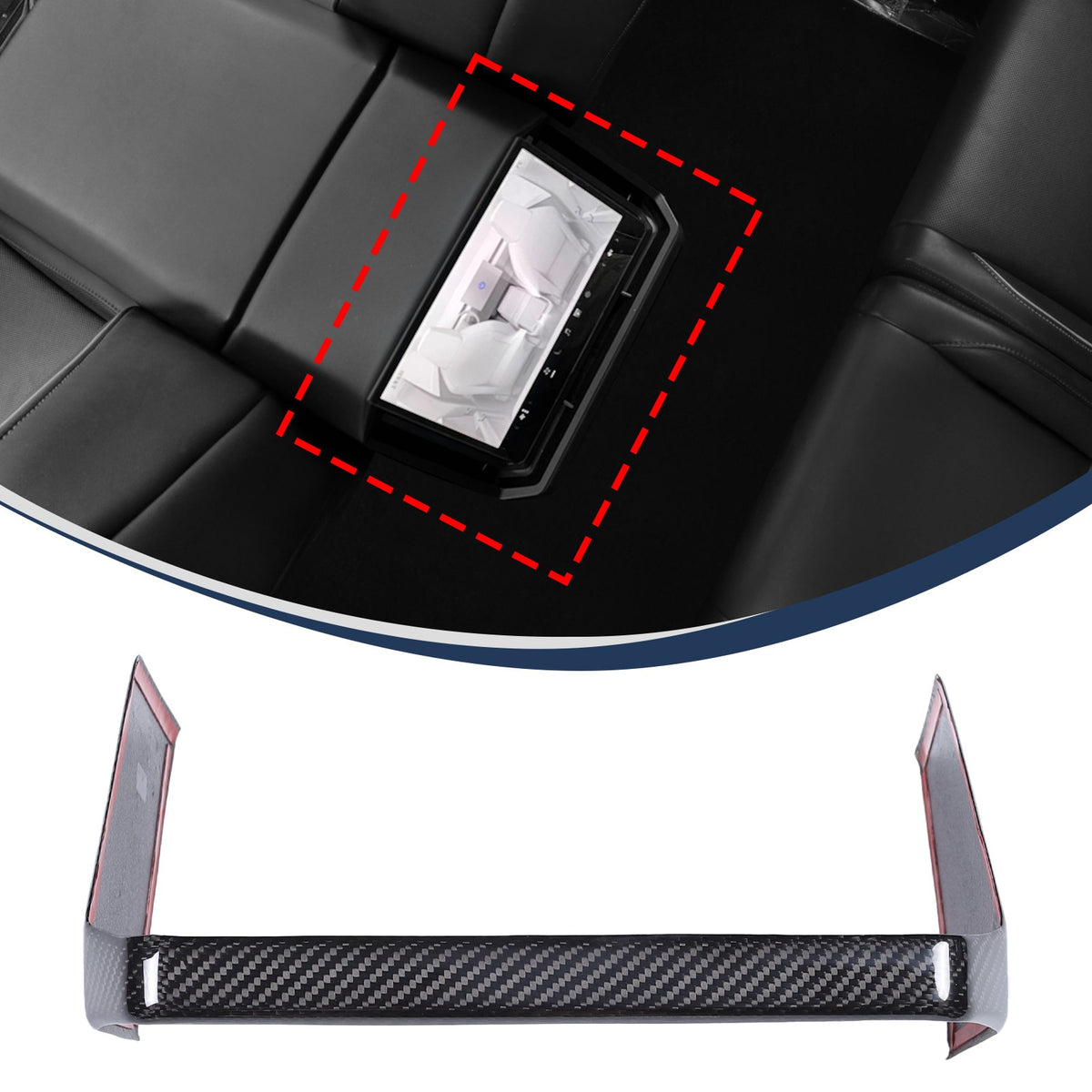 Real Carbon Fiber Rear Display Screen Trim Cover For Tesla Cybertruck 2024+ 2