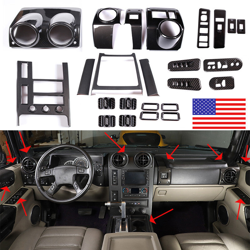 ABS Carbon Fiber Interior Full Set Panel Cover Trim for Hummer H2 2003-2007 - Styles 11-11 1