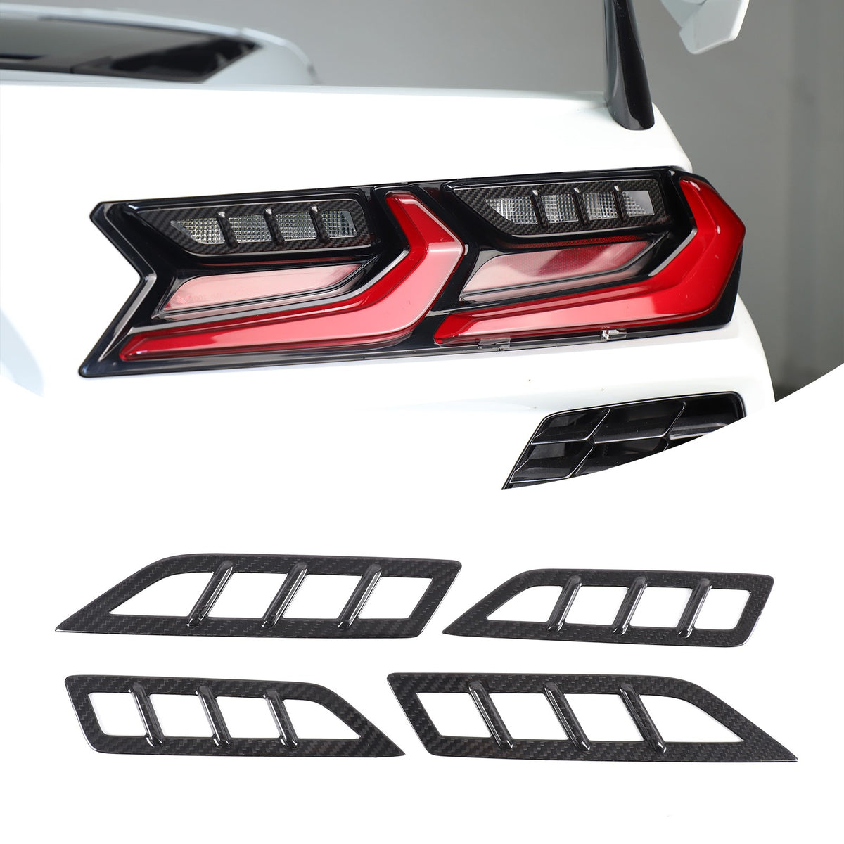 Real Carbon Fiber Reverse Light Protector Frame Trim For Corvette C8 2020+ 3
