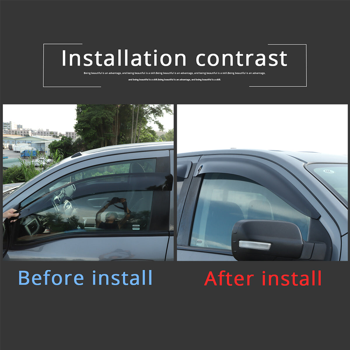 Black Window Rain Guards Visor Rain Guard Wind Deflectors For Nissan Titan 16-23 9
