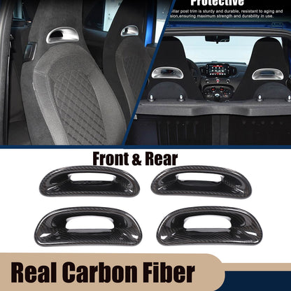 Real Carbon Fiber Front Rear Seat Back Trim For Fiat 500 Abarth 595 2016-2024 1