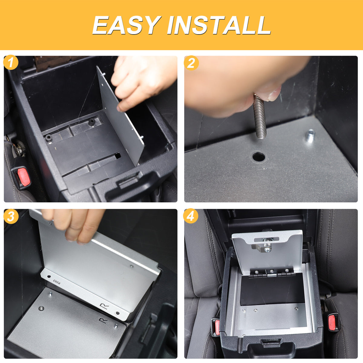 Silver Center Console Safe Armrest Storage Lock Box TRAY For Toyota Tacoma 16-22 5