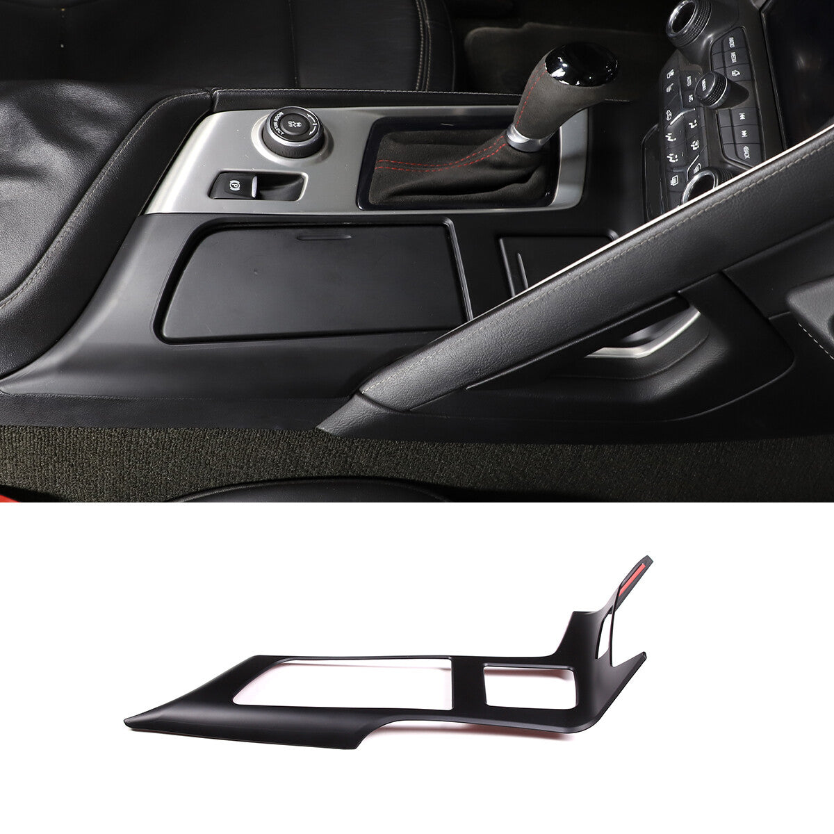 Matte Blalck Interior Gear Shift Panel Cover For Corvette C7 2014-2019 US 4