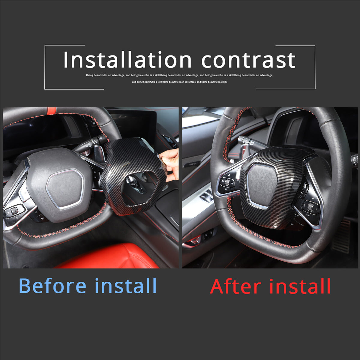 ABS Carbon Fiber Interior Full Cover Trim Kit Set For Corvette C8 2020-2025 18