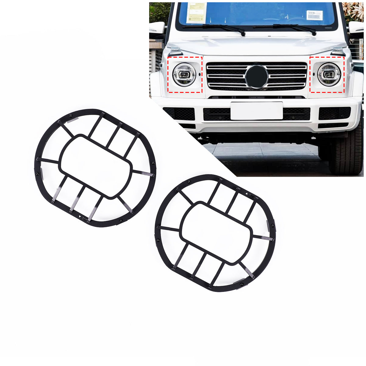 Carbon Front Headlight Protection Mesh Trim Cover For Benz G-Class W463 2019+ 10