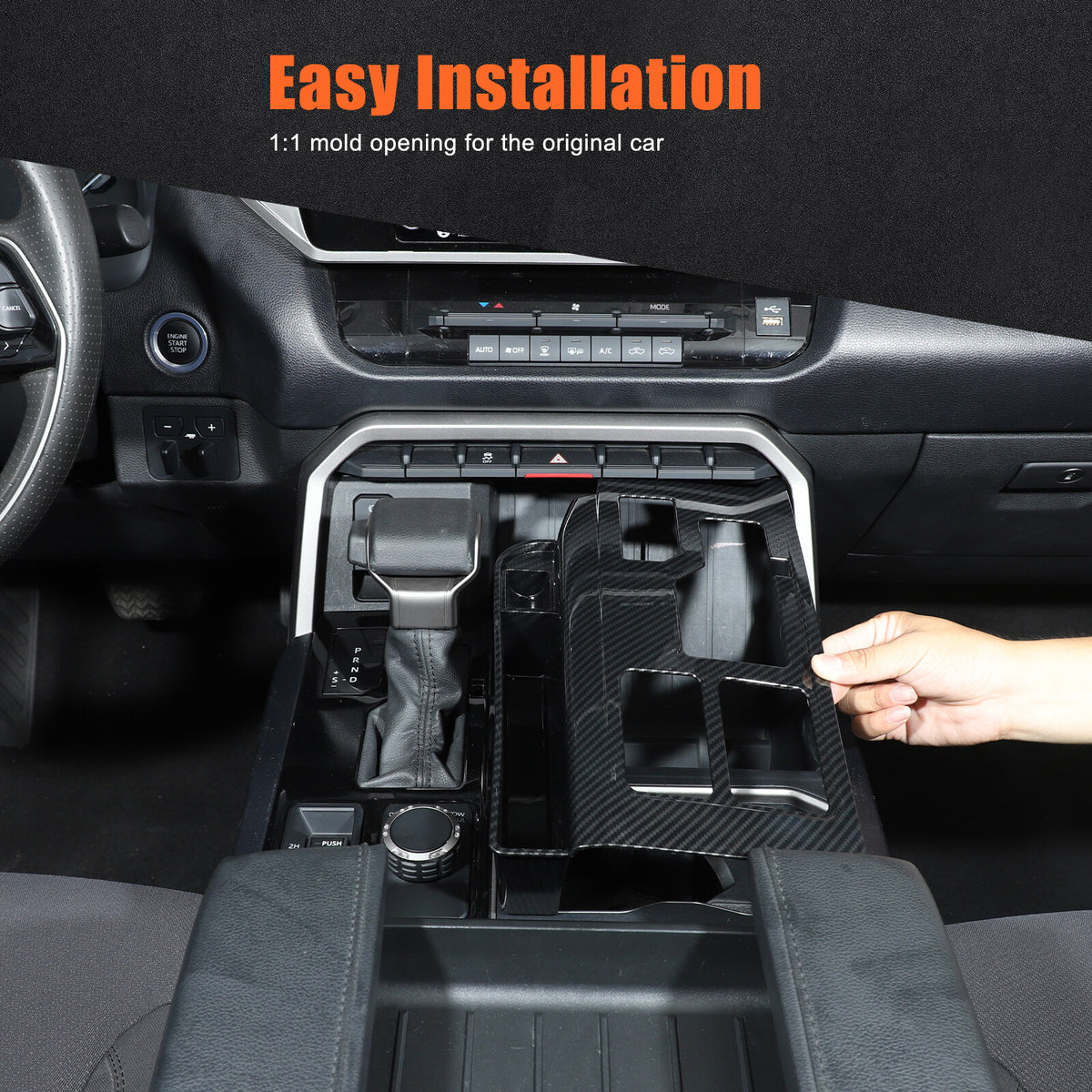 Carbon Center Console Gear Shift Panel Storage Box For Toyota Tundra/Sequoia 22+ 7