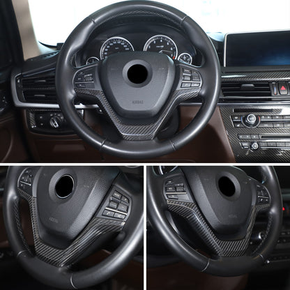Real Dry Carbon Fiber Center Volume CD Switch Panel Trim For BMW X5 X6 F15 14-18 24