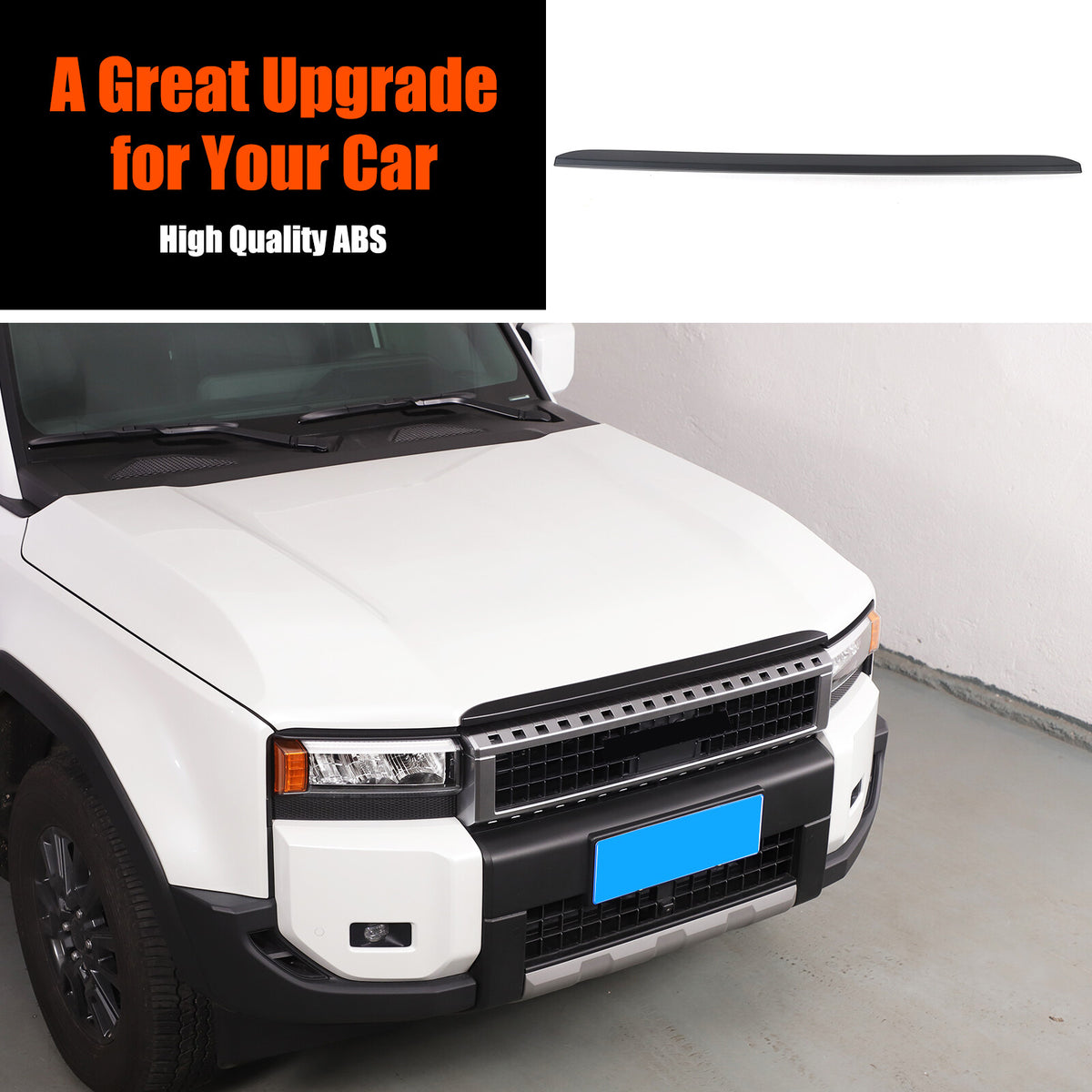 Matt Black Front Grille Upper Engine Hood Trim For Toyota Land Cruiser LC250 24+ 1