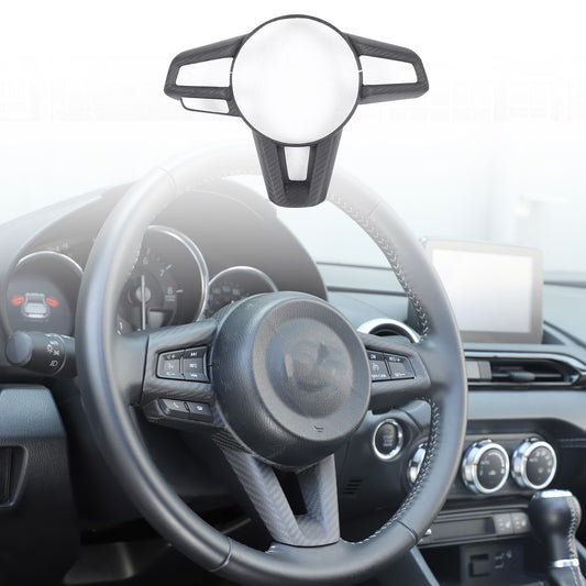 Matte Real Carbon Fiber Steering Wheel Button Trim For Mazda MX-5 Miata 2016-25 1