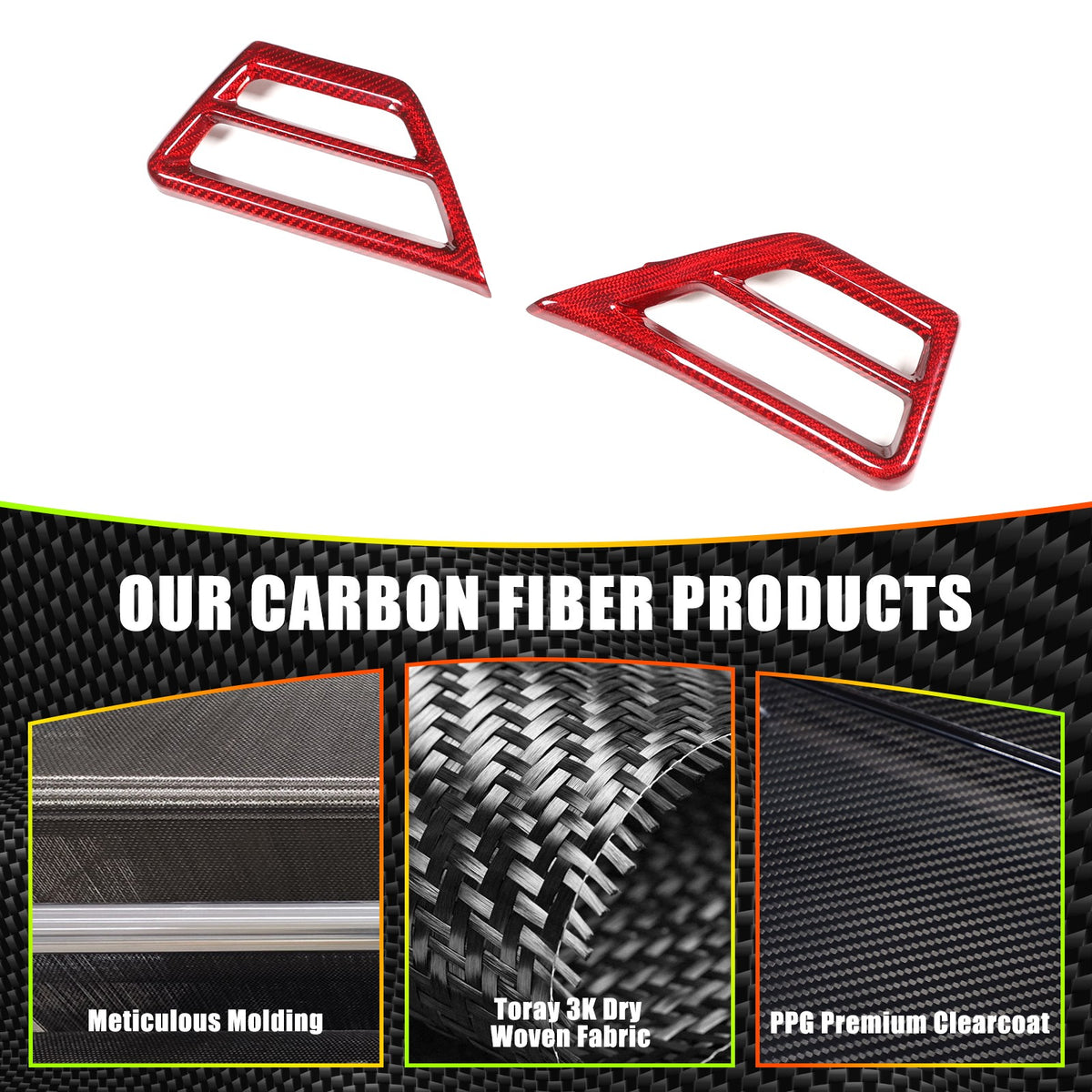 Red Real Carbon Fiber Side Air Vent Trim Cover For BMW 3 Series 2025+ 16