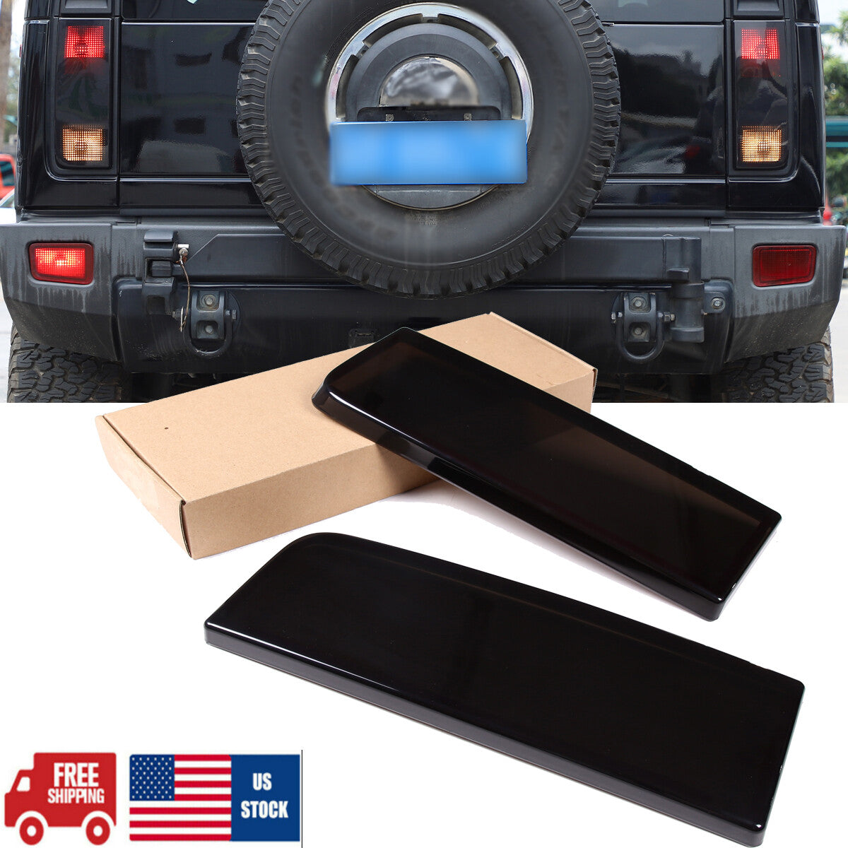For Hummer H2 2003-2009 Smoked Blackout Tail Light Covers Trim 1