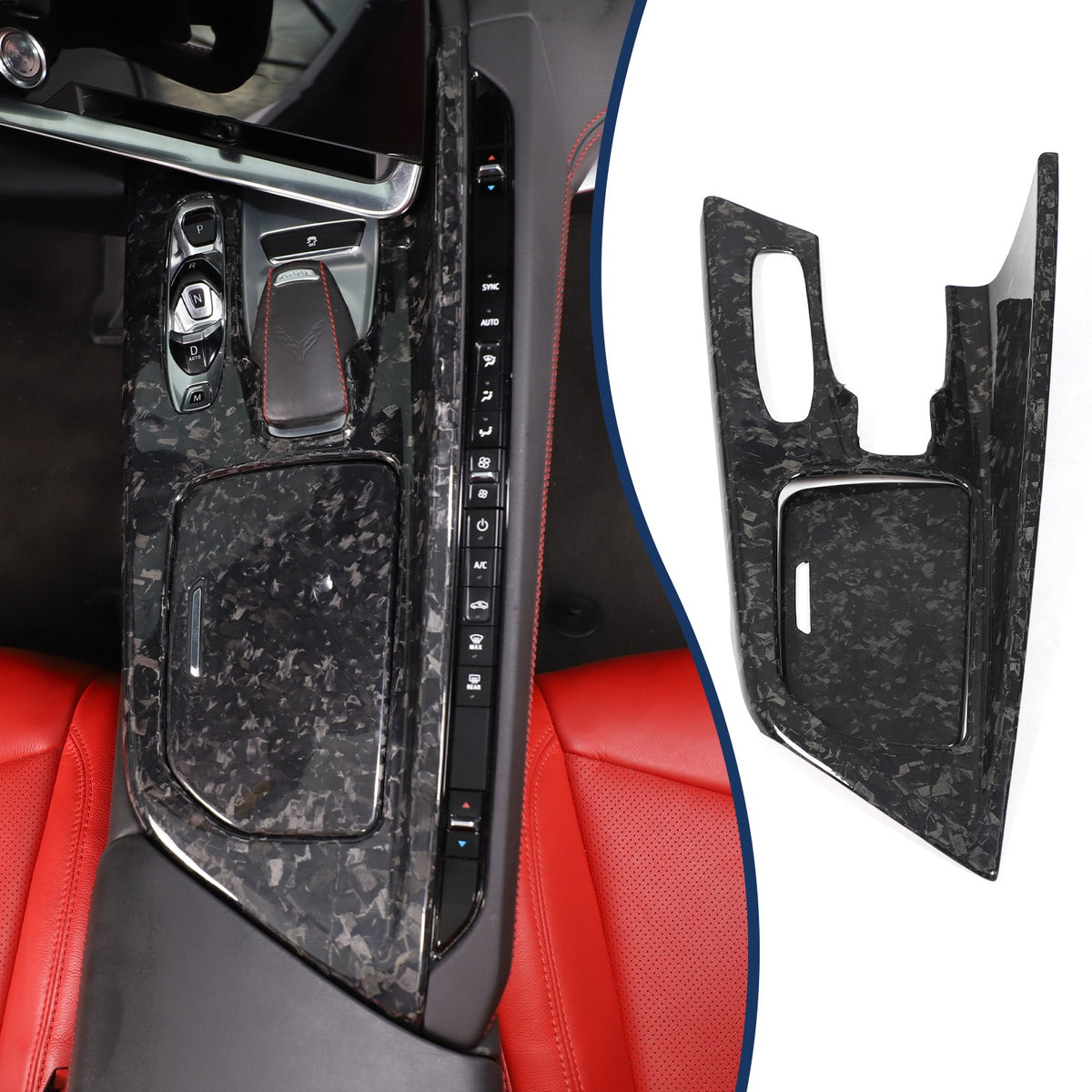 Forged Real Carbon Fiber Center Gear Shift Panel Trim For Corvette C8 2020+ 2