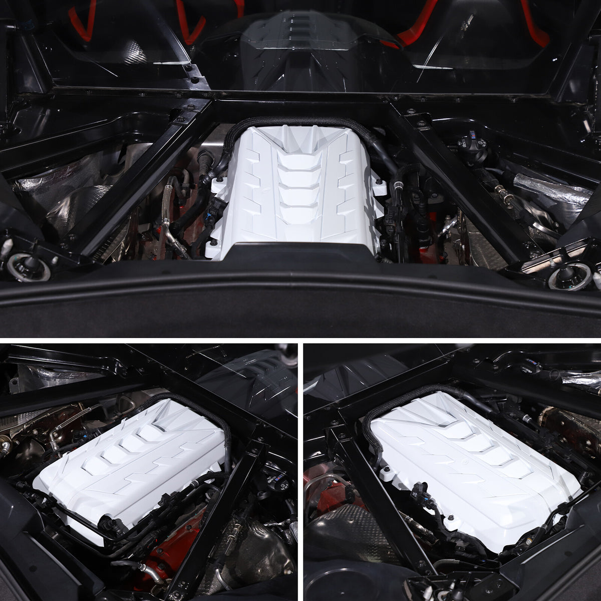 ABS White Engine hood panel Trim Cover For Corvette C8 2020-26 5