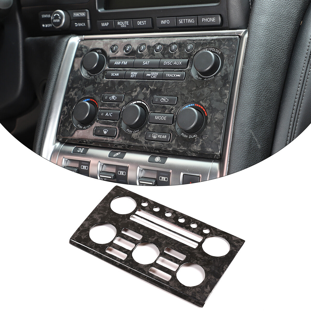 Forged Carbon Fiber Central Control Volume Panel Trim for Nissan GTR R35 08-16 8