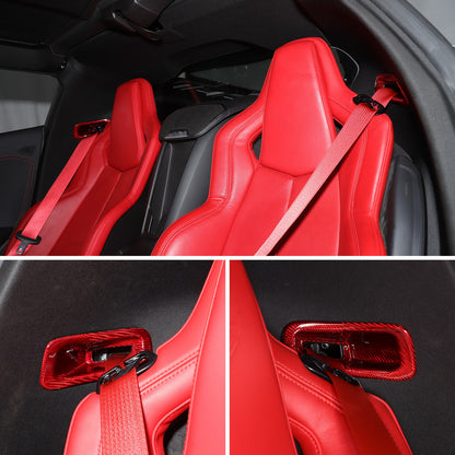 Red Real Carbon Fiber Seat Safety Belt Frame Trim For Corvette C8 2020+ 5
