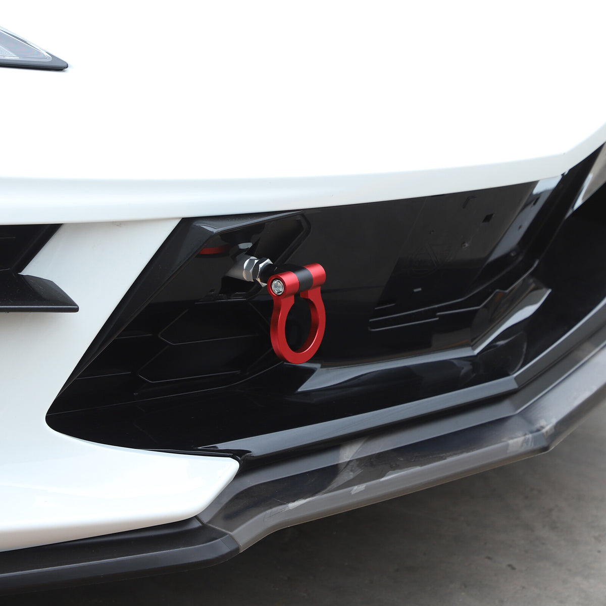 Front Bumper Trailer Track Racing Aluminum Tow Hook Ring For Corvette C8 20+ US 14